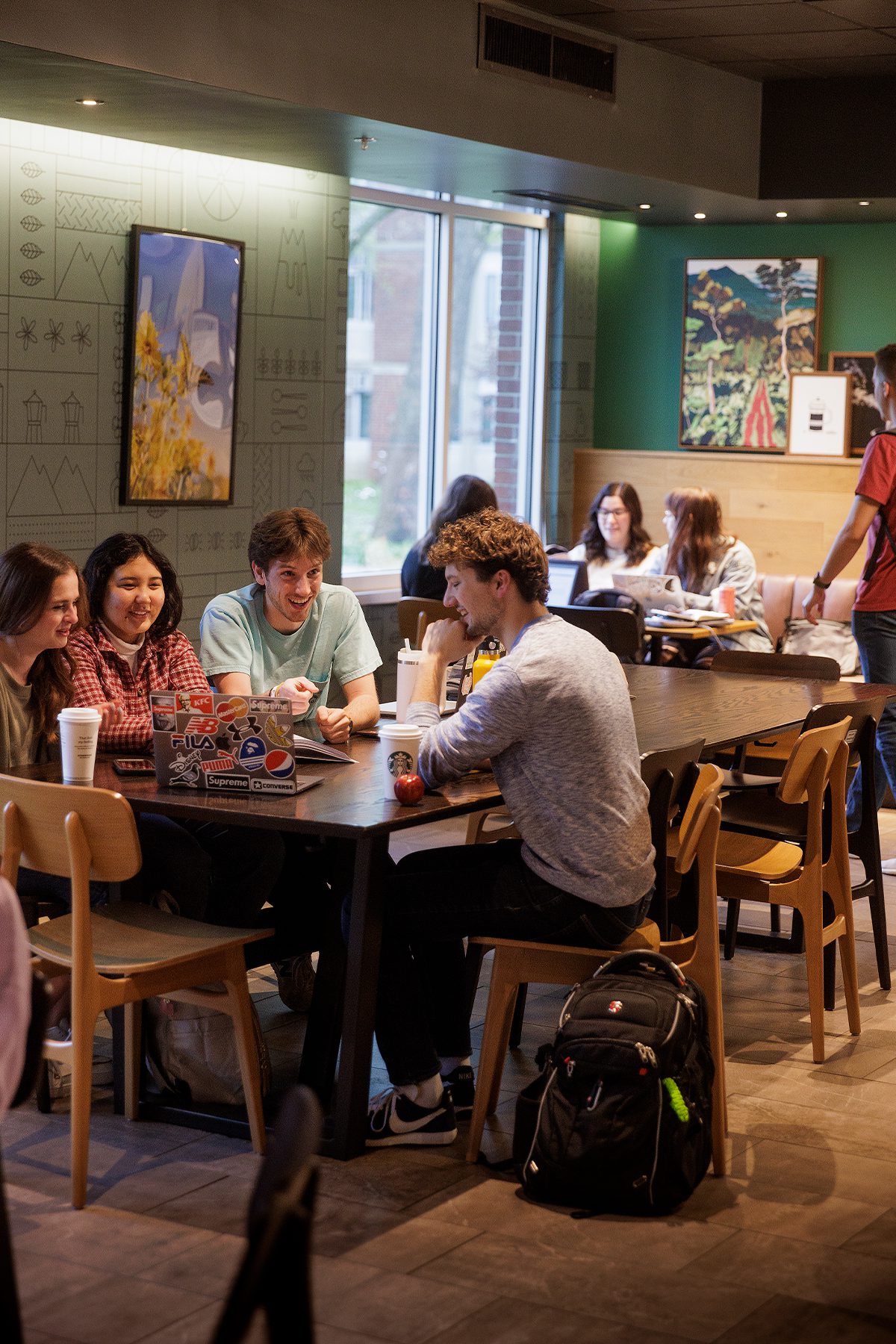 students sitting in Starbucks