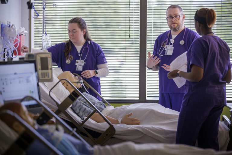 Nursing students in simulation lab