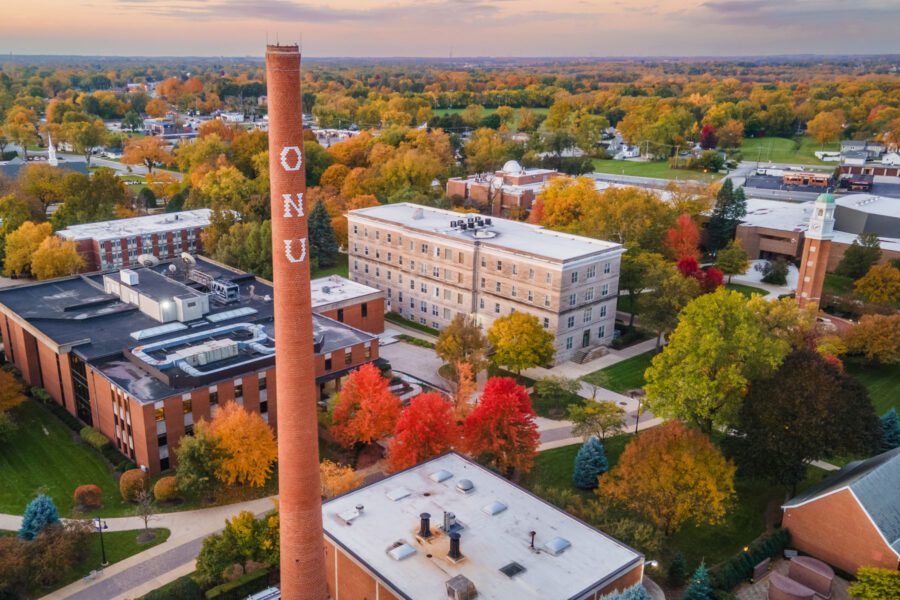 aerial shot of campus