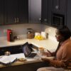 students studying at kitchen counter